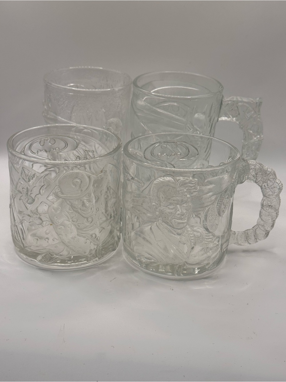 Full Set 1995 McDonald’s Batman Forever Mugs (Batman, Robin, Riddler, Two-Face)